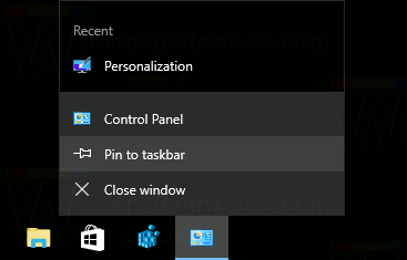 nadzorna plošča-pin-to-taskbar
