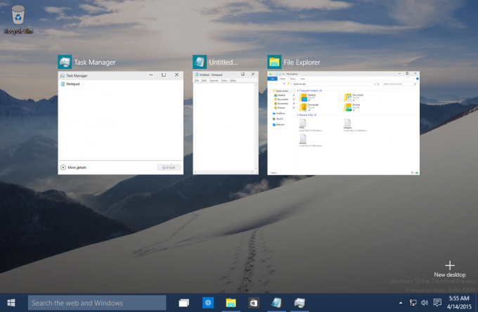 Windows 10 Task View bélyegképek