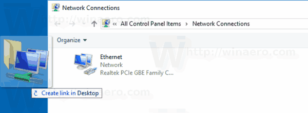 Ustvarite bližnjico do omrežnih povezav v sistemu Windows 10