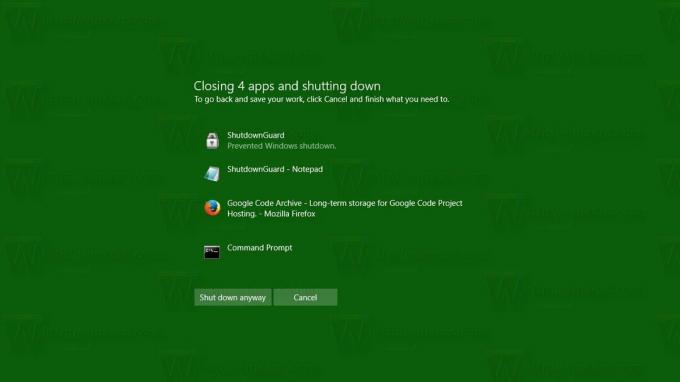 Windows 10 ShutdownGuard működés közben