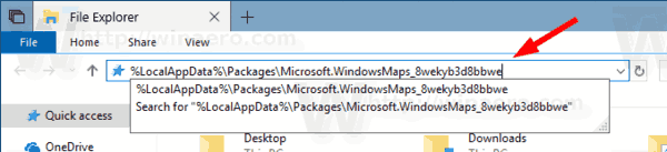 Složka aplikace Mapy Windows 10