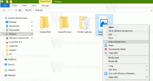 Legg til Skjul valgte elementer i kontekstmenyen i Windows 10