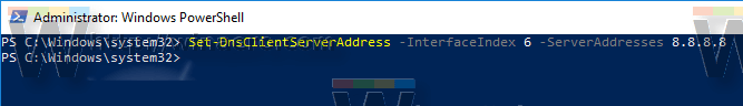 Windows 10 PowerShell iestatīt statisko DNS