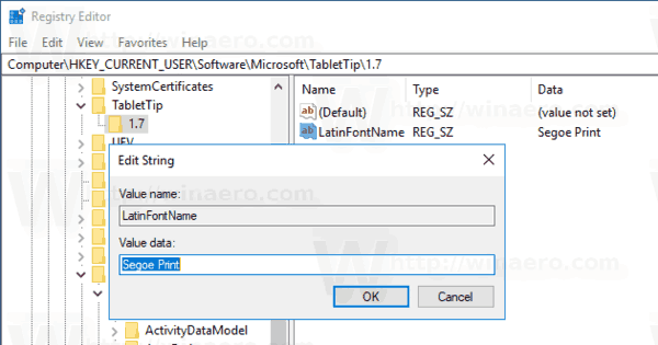Windows 10 Промяна на шрифта на панела за почерк