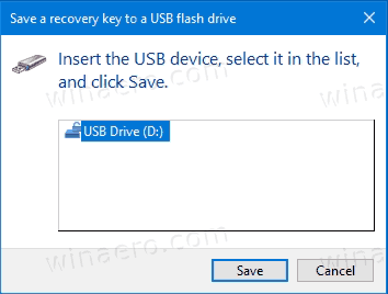Windows 10 BitLocker Salva la chiave di ripristino sull'unità USB