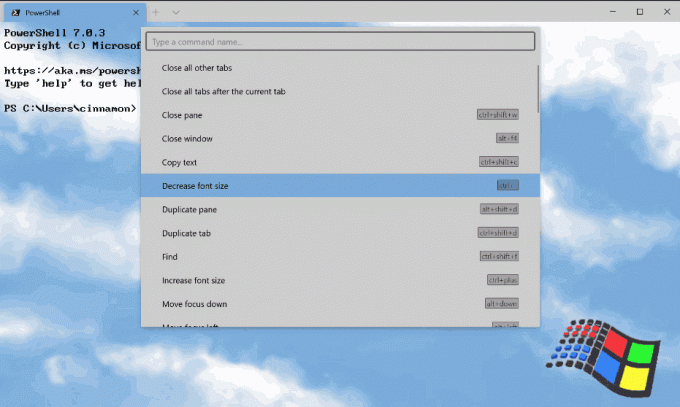 Paleta ukazov terminala Windows 1.3