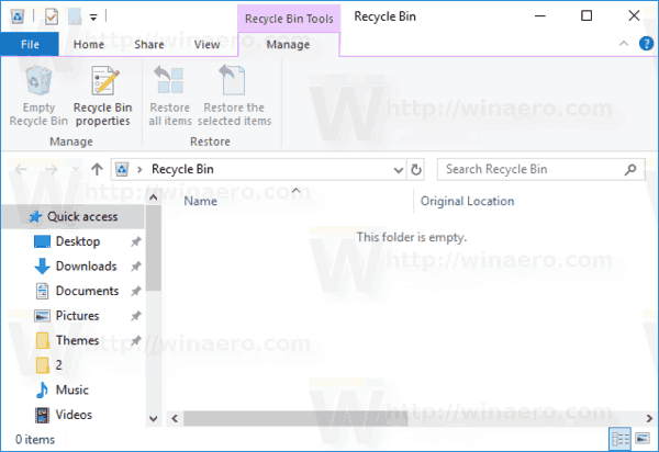 Töm papperskorgen i Windows 10