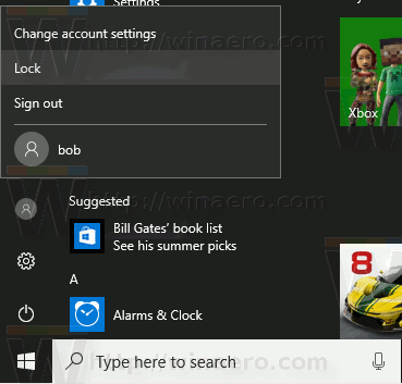 Windows 10 Lock Command مرئي