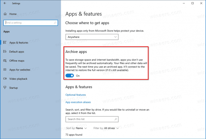 Windows 10 Aktivera Inaktivera arkivappar