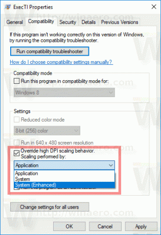 Dimensionamento de aplicativos do Windows 10