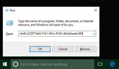 Windows 10 exécute les emplacements récents ouverts 1