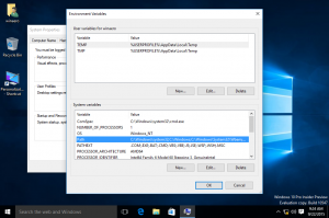 Добавить контекстное меню переменных среды в Windows 10