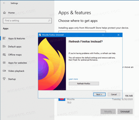 Firefox 78 Obnovte Firefox v odinstalačním programu