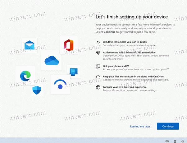 Ekraan " Lõpetame teie seadme seadistamise" operatsioonisüsteemis Windows 11