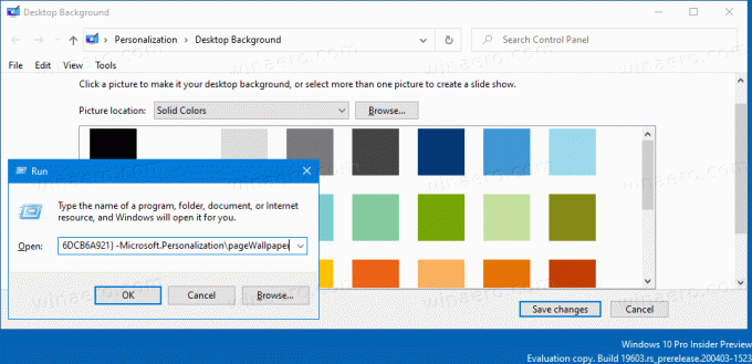 კლასიკური დესკტოპის ფონის დიალოგი Windows 10-ში