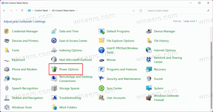 Windows 11 Ovládací panel ikona Možnosti napájení