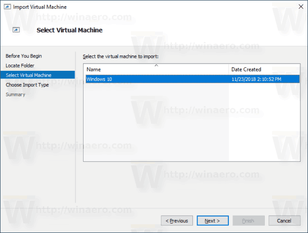 Windows 10 Hyper V Selecteer Vm om te importeren