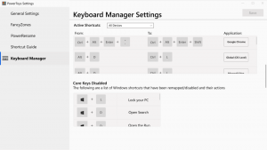 Microsoft laver et PowerToy mere, Keyboard Manager