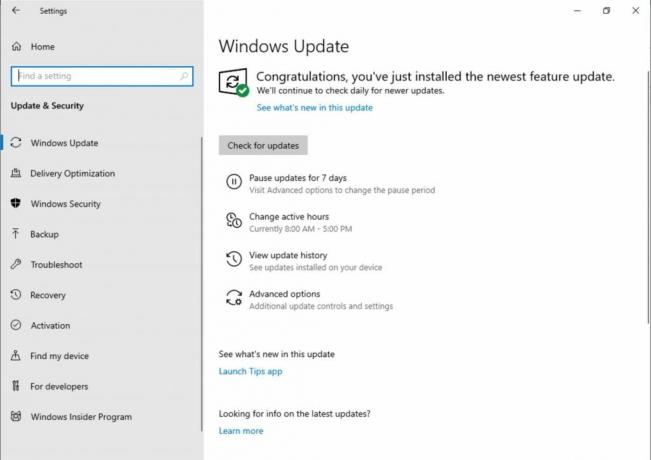 WindowsUpdateの変更ビルド18282