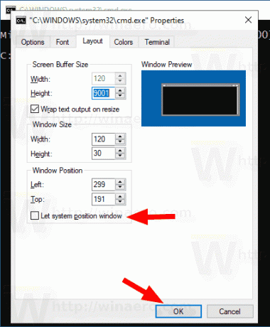 Posisi Terminal Konsol Windows 10