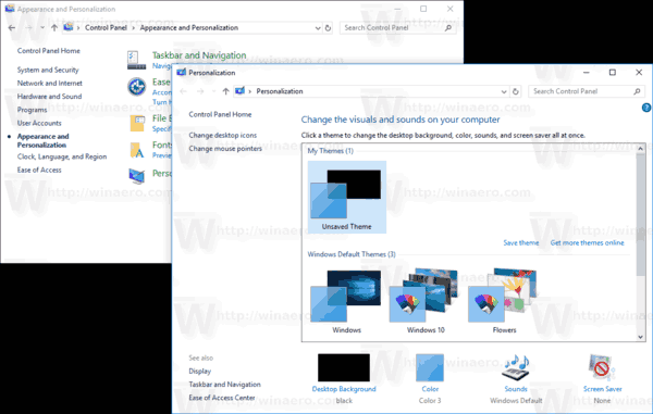 Dodaj klasyczną personalizację do panelu sterowania w systemie Windows 10
