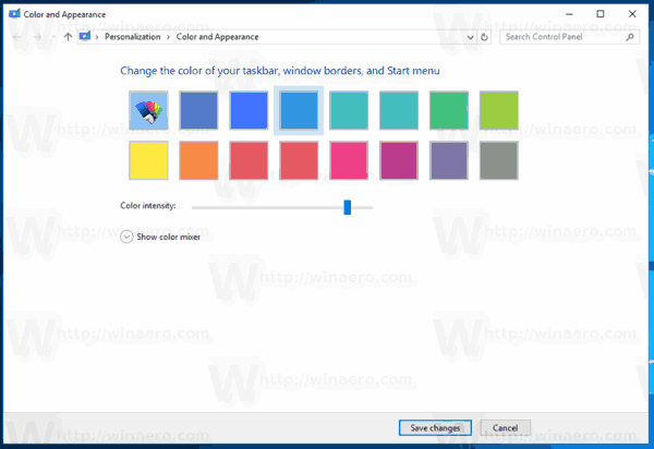 Dialogové okno klasické barvy ve Windows 10