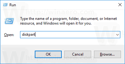 Запустите Diskpart Windows 10