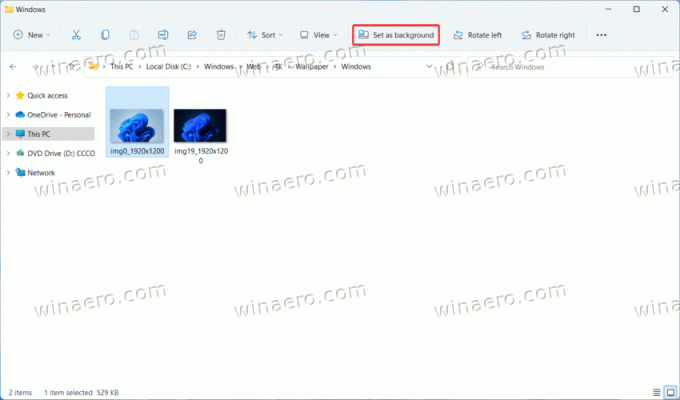 Ställ in skrivbordsbakgrund från File Explorer