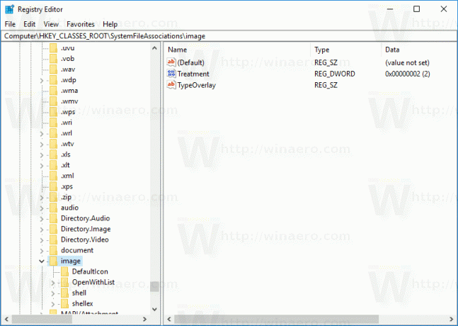 Videz sličice registra Windows 10