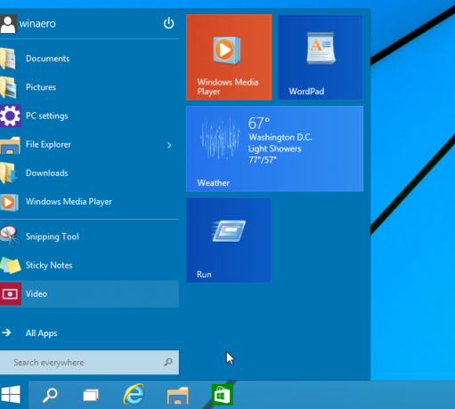 Menu Start z uruchamianiem w systemie Windows 10