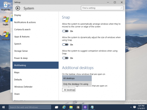 Windows 10 მიმდინარე დესკტოპის ფანჯრები