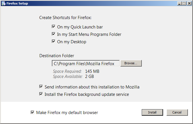 „Firefox“ fono atnaujinimo paslauga