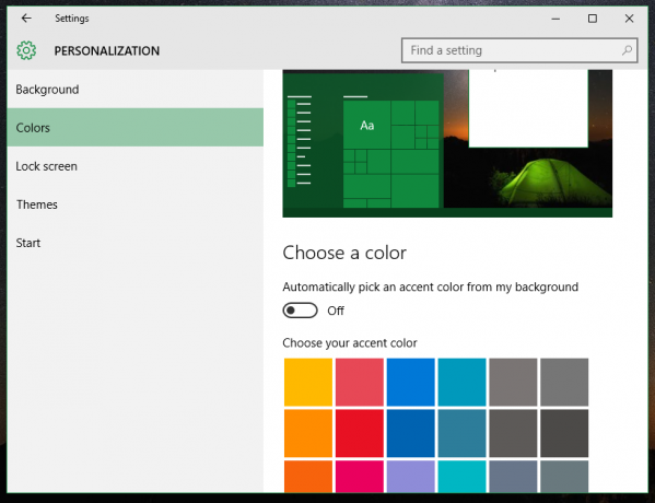 Windows 10 자동 색상 비활성화