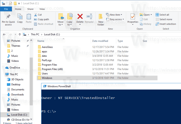 Windows 10-ში დამატებული მფლობელის კონტექსტური მენიუს ნახვა