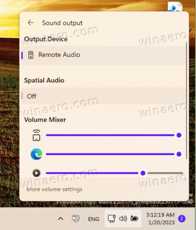 Noul mixer de volum în Windows 11