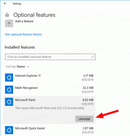 Windows 10 Disinstalla MsPaint