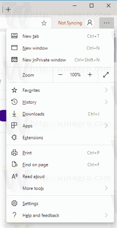 Windows 10 EdgeChromiumメニュー