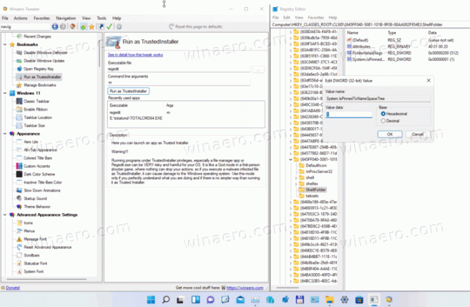 Pievienojiet atkritni pārlūkprogrammas File Explorer navigācijas rūtī