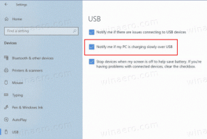 Zapnite alebo vypnite pomalé nabíjanie počítača cez USB upozornenie v systéme Windows 10