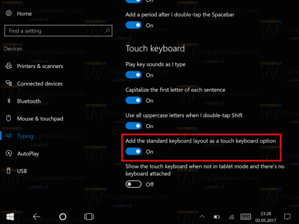 Standardlayout In Touch-tastatur i Windows 10