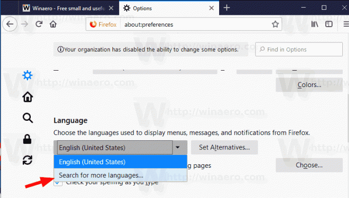 Firefox 65 Jazykové možnosti 1
