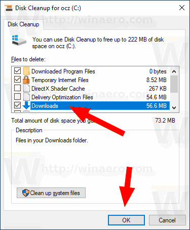 Windows 10 Odebrat stažené soubory Cleanmgr
