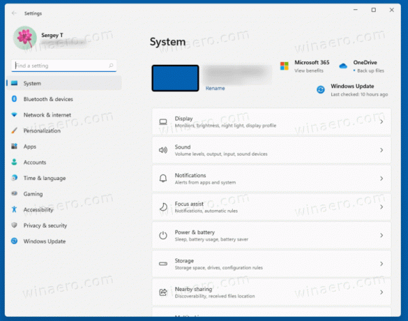 Aplikace Nastavení systému Windows 11