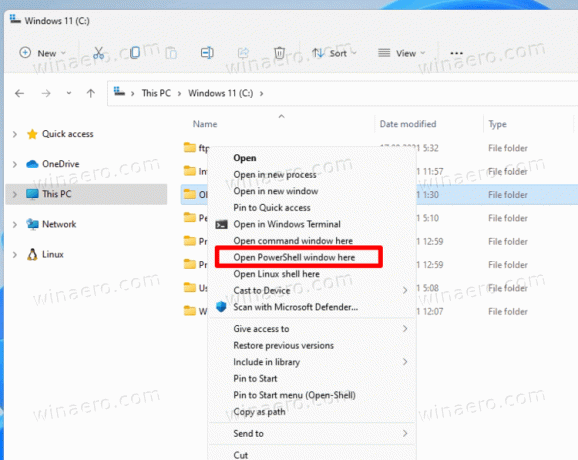 PowerShell in Windows 11 dal menu contestuale