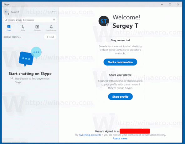 Application Windows 10 Skype UWP Store