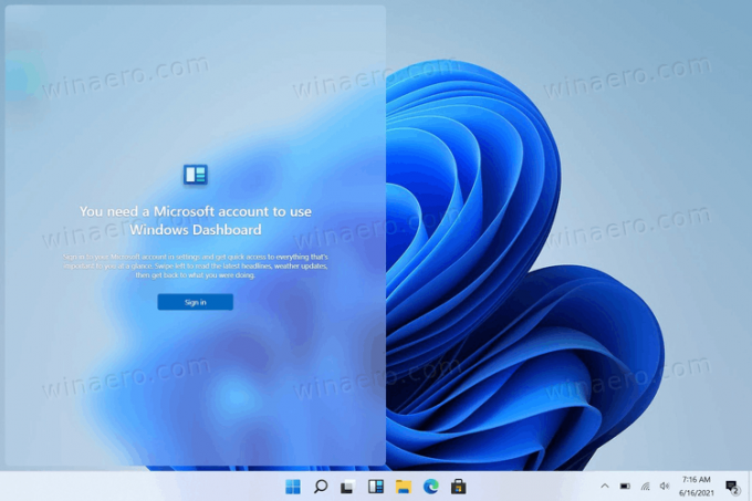 Windows 11 -widgetit vaativat Microsoft-tilin