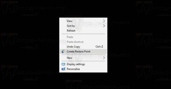 Kontekstni izbornik točke vraćanja u sustavu Windows 10 u akciji