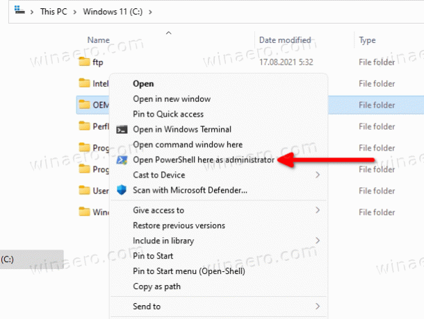 Windows में व्यवस्थापक के रूप में PowerShell को प्रसंग मेनू से खोलें