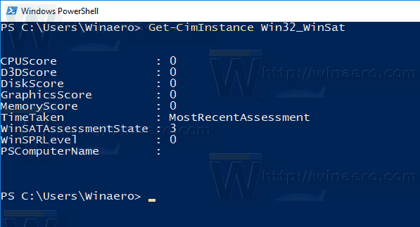 Windows 10 WEI PowerShell Nol